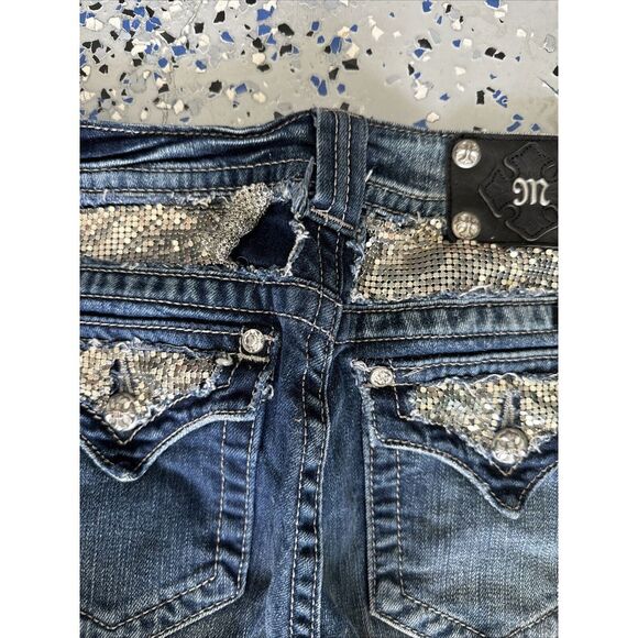 MISS ME Blue Embellished Boot Cut Jeans JP5002-42 Flaws Read Size 30 - Picture 4 of 4